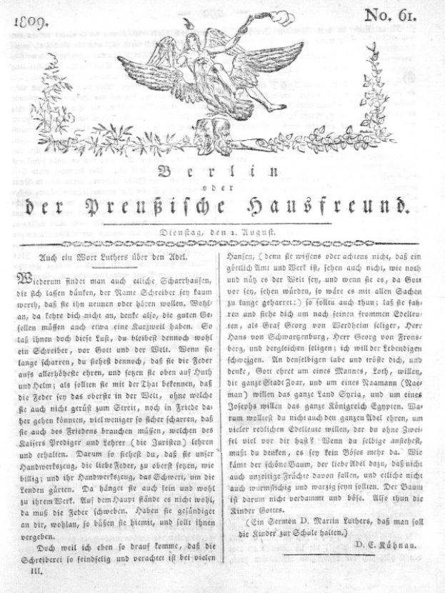 Titelblatt der ersten Auflage der deutschen Verfassung mit einer Adler-Illustration und Text, mit einer Darstellung einer Person, die die deutsche Regierung darstellt.