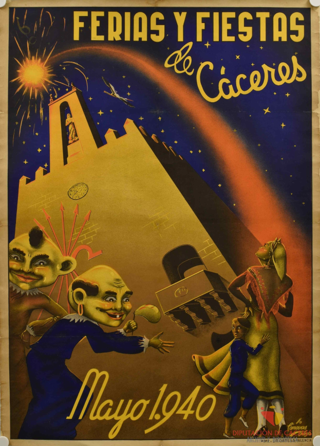 Plakat an einer Gebäudewand, das ein Karneval in Mexiko mit Text und Cartoon-Bildern ankündigt.