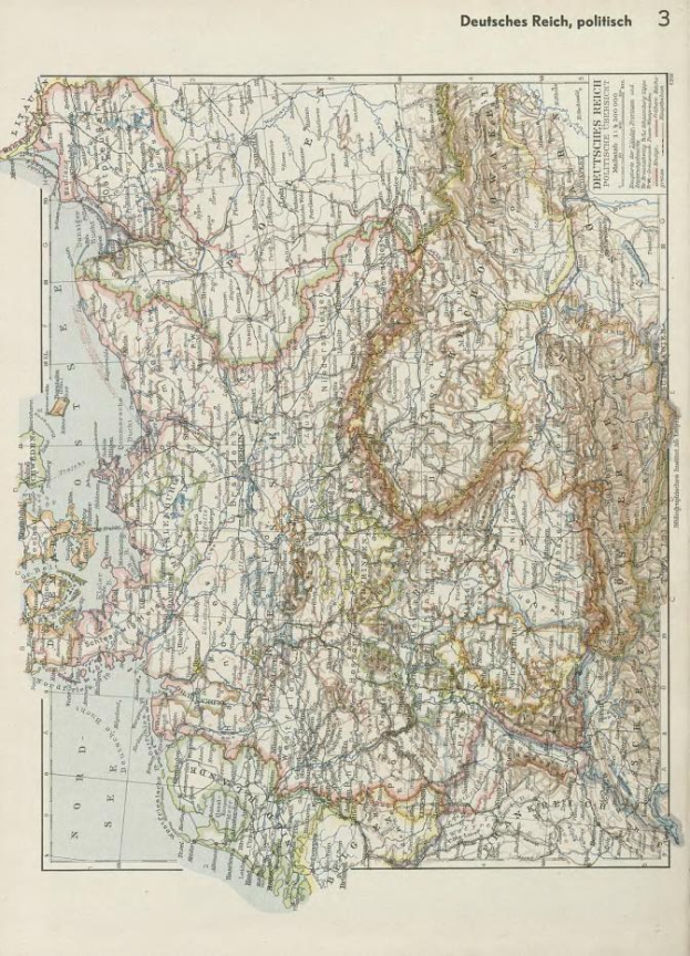 Eine 19. Jahrhundert-Karte von Deutschland, die historische politische Teilungen zeigt, gedruckt auf altem Papier mit Text oben und unten.