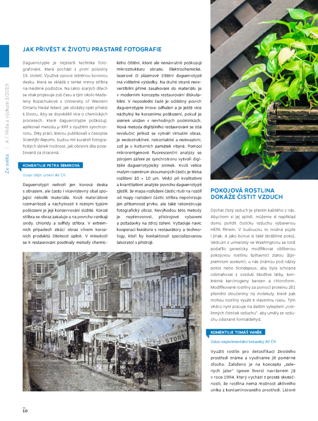 Ein Magazinartikel mit einem Foto einer Stadtstraße mit Gebäuden, Menschen und Pflanzen, auf dem steht "Komentuje Tomás Vanek".