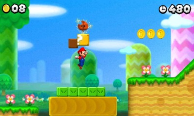 Ein Screenshot eines Videospiels, das einen Charakter in einer farbenfrohen, fantasieähnlichen Umgebung mit bunten Gebäuden und üppiger Vegetation zeigt.