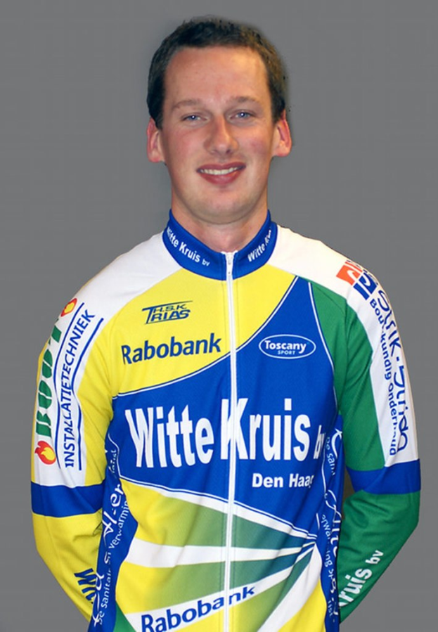 Ein Sportler posiert für ein Foto mit Sponsorunternehmen auf seinem Trikot.