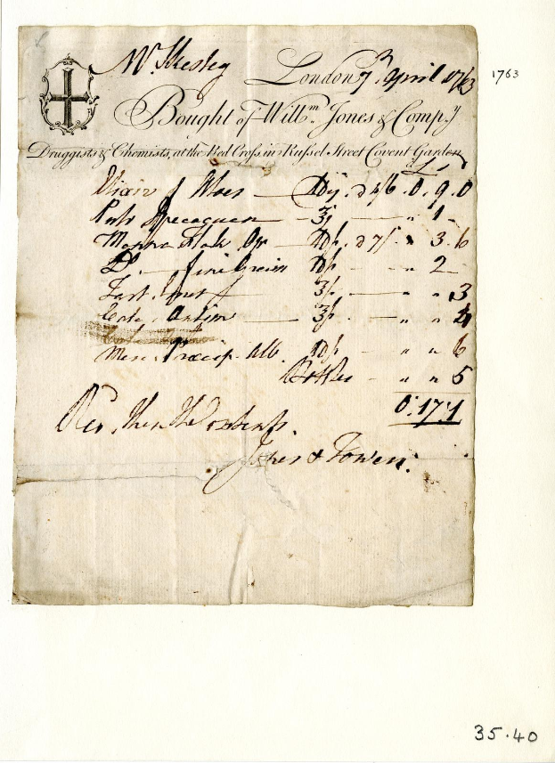 Handschriftlicher Vertragsentwurf von William Jones auf altem, gelbem Papier.