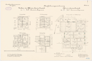 Ausführlicher Grundrissplan des ehemaligen Bundeskanzleramts, der architektonische Layouts und Anmerkungen zeigt.