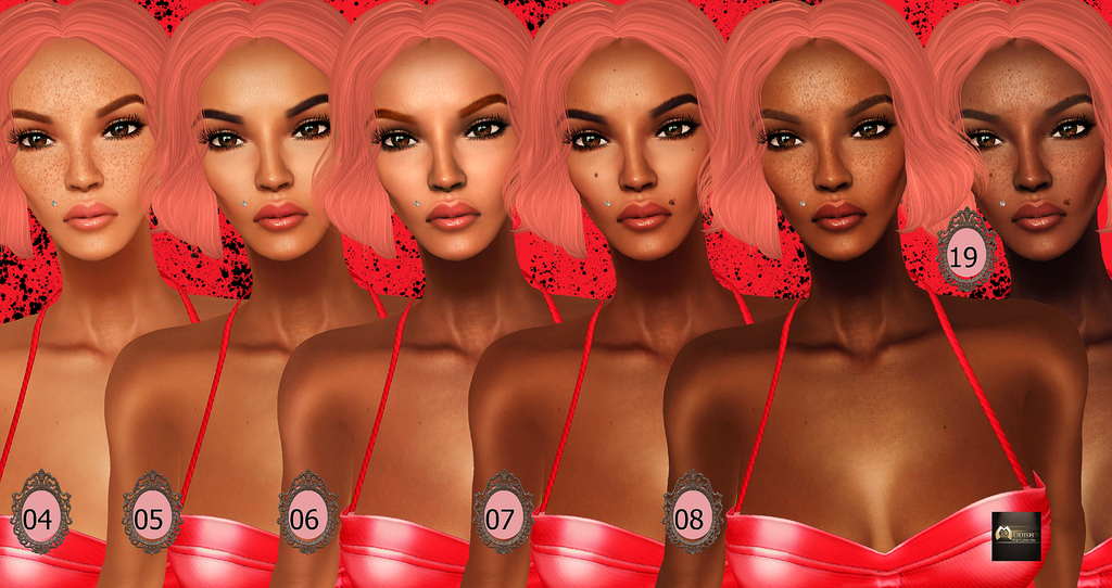 Eine animierte Abbildung von mehreren Frauen, die nebeneinander stehen und einander ähneln, mit Zahlen von 04 bis 08 und einer weiteren Zahl 19 darauf, wobei einige Gesichter flackern.