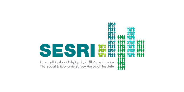 Das Logo des Social & Economic Survey Research Institute (SESRI) auf einem weißen Hintergrund, das Text und ein paar Menschen enthält.