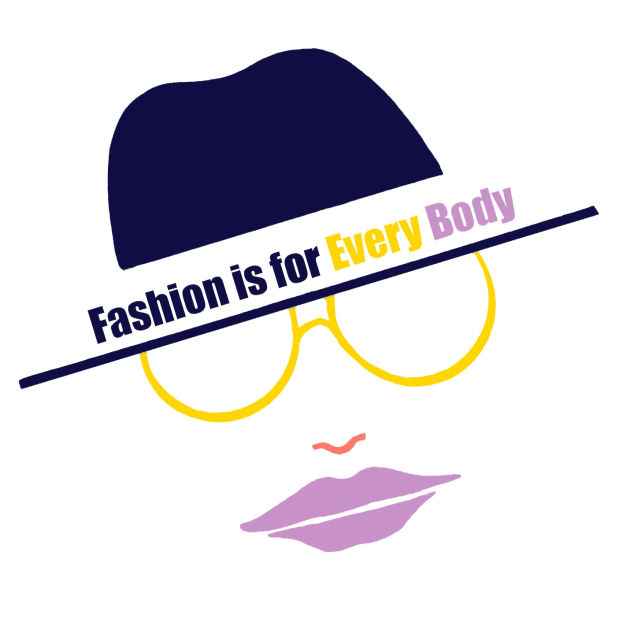 Logo mit einem stilisierten Gesicht und dem Text 'Fashion ist für Jeden Körper' darunter.