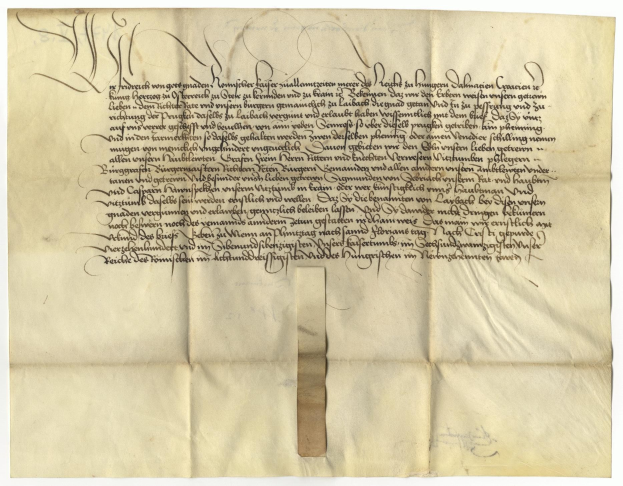 Gelbliches Papier mit schwarzer Handschrift von einem Brief der deutschen Regierung, der die Freigabe einer Petition für den Tod eines Mannes anfordert.