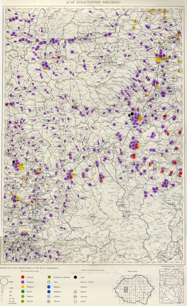 Ein Plakat mit einer Deutschlandkarte, auf der farbige Punkte die Bevölkerungsverteilung darstellen, begleitet von Text und Zahlen unten, die die Gesamtbevölkerung angeben.